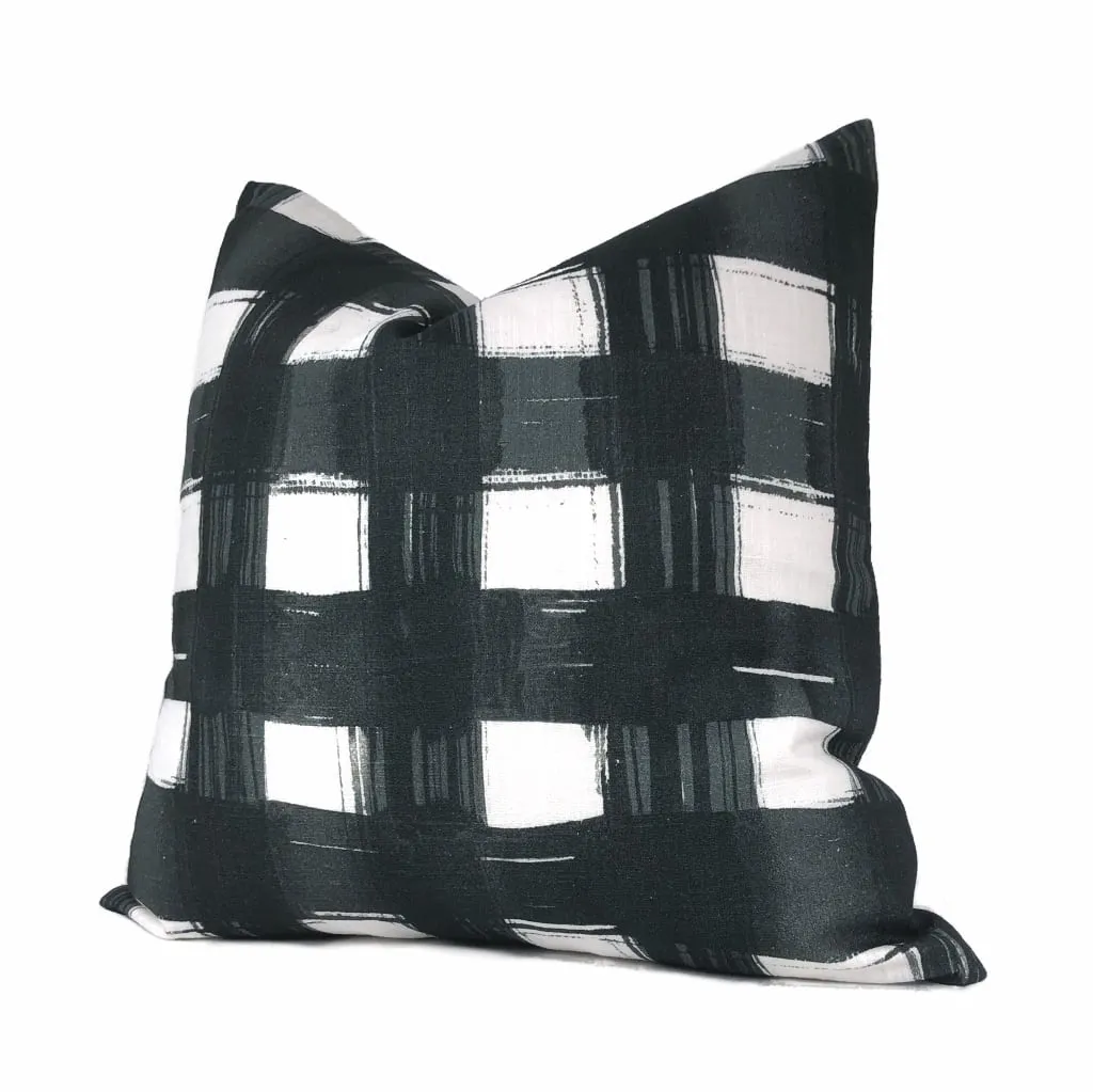 Brentwood Black & White Plaid Checks Print Pillow Cover