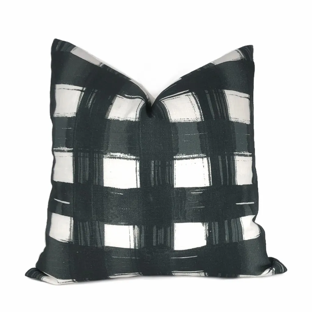 Brentwood Black & White Plaid Checks Print Pillow Cover