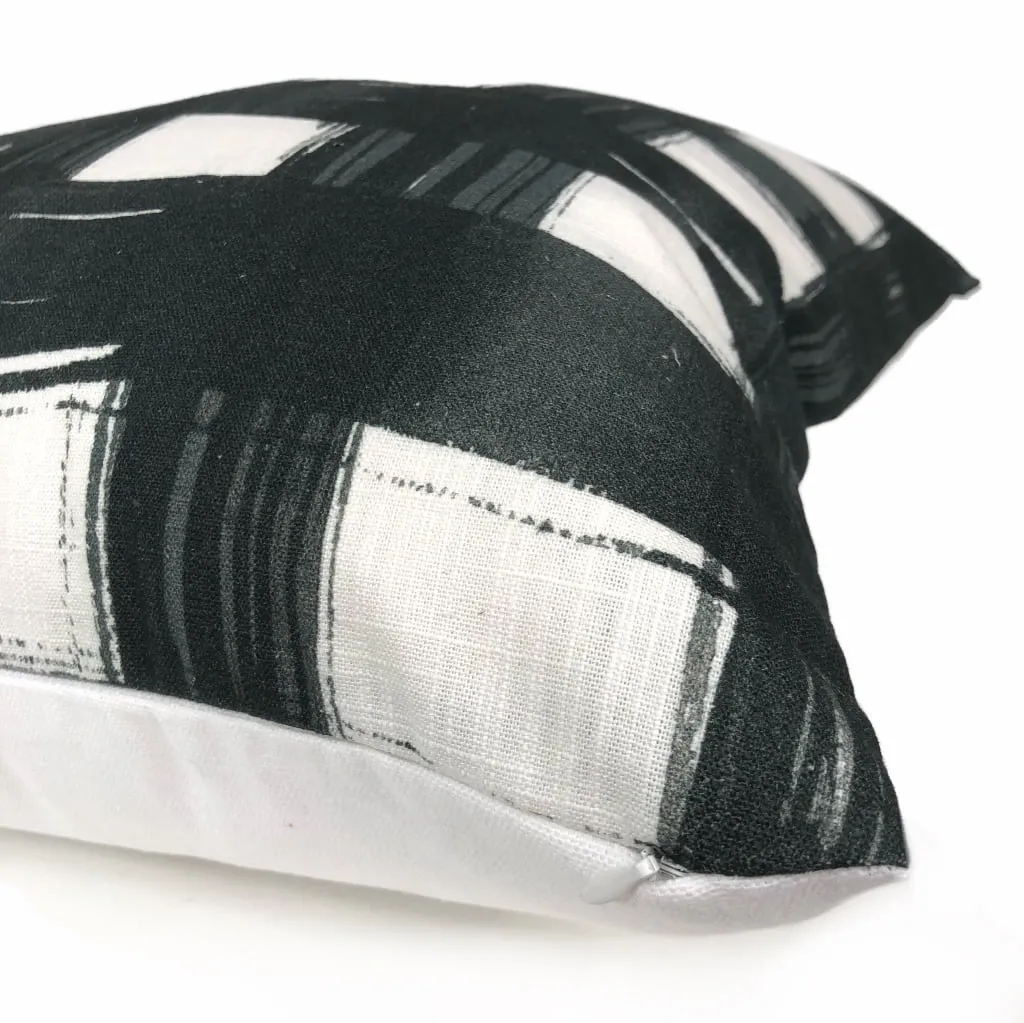 Brentwood Black & White Plaid Checks Print Pillow Cover