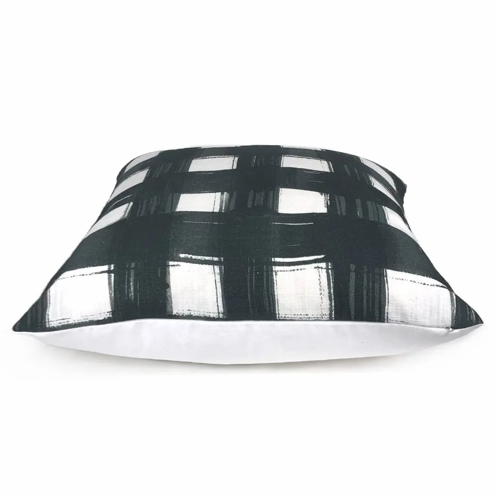 Brentwood Black & White Plaid Checks Print Pillow Cover