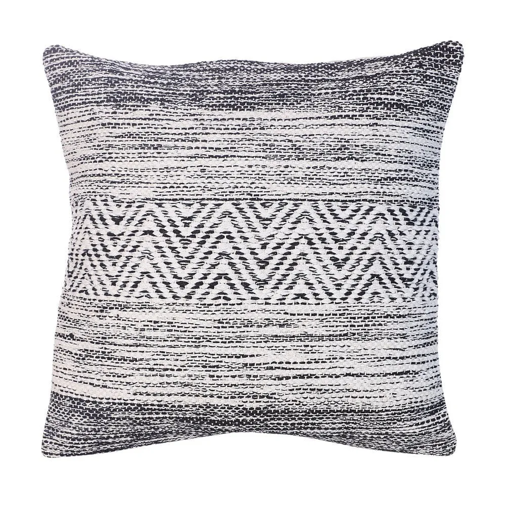 Cabe 18 X 18 Cotton Accent Throw Pillows, Wavy Lined Pattern, Set of 2, Black, White By The Urban Port