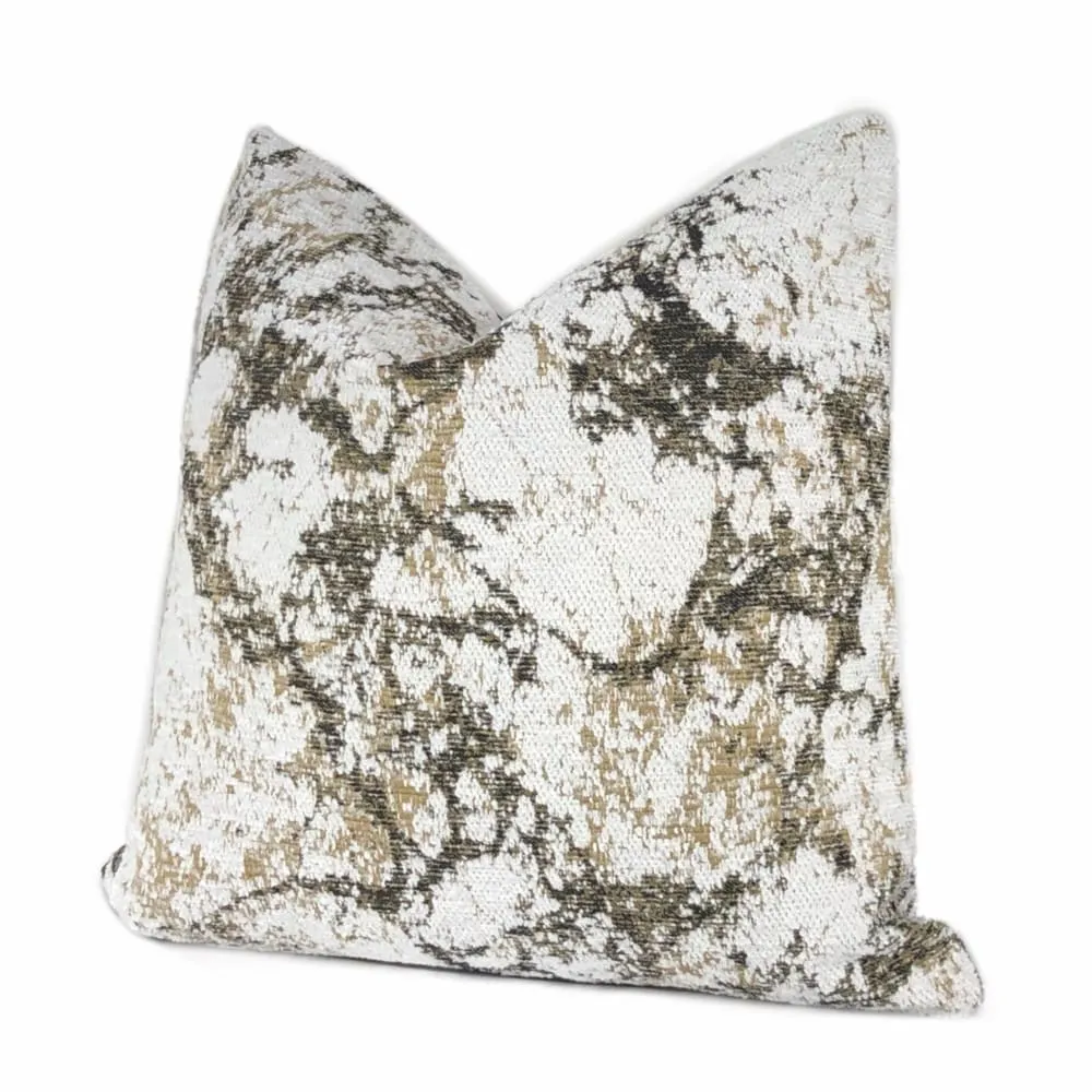 Calacatta Marble Brown White Chenille Pillow Cover