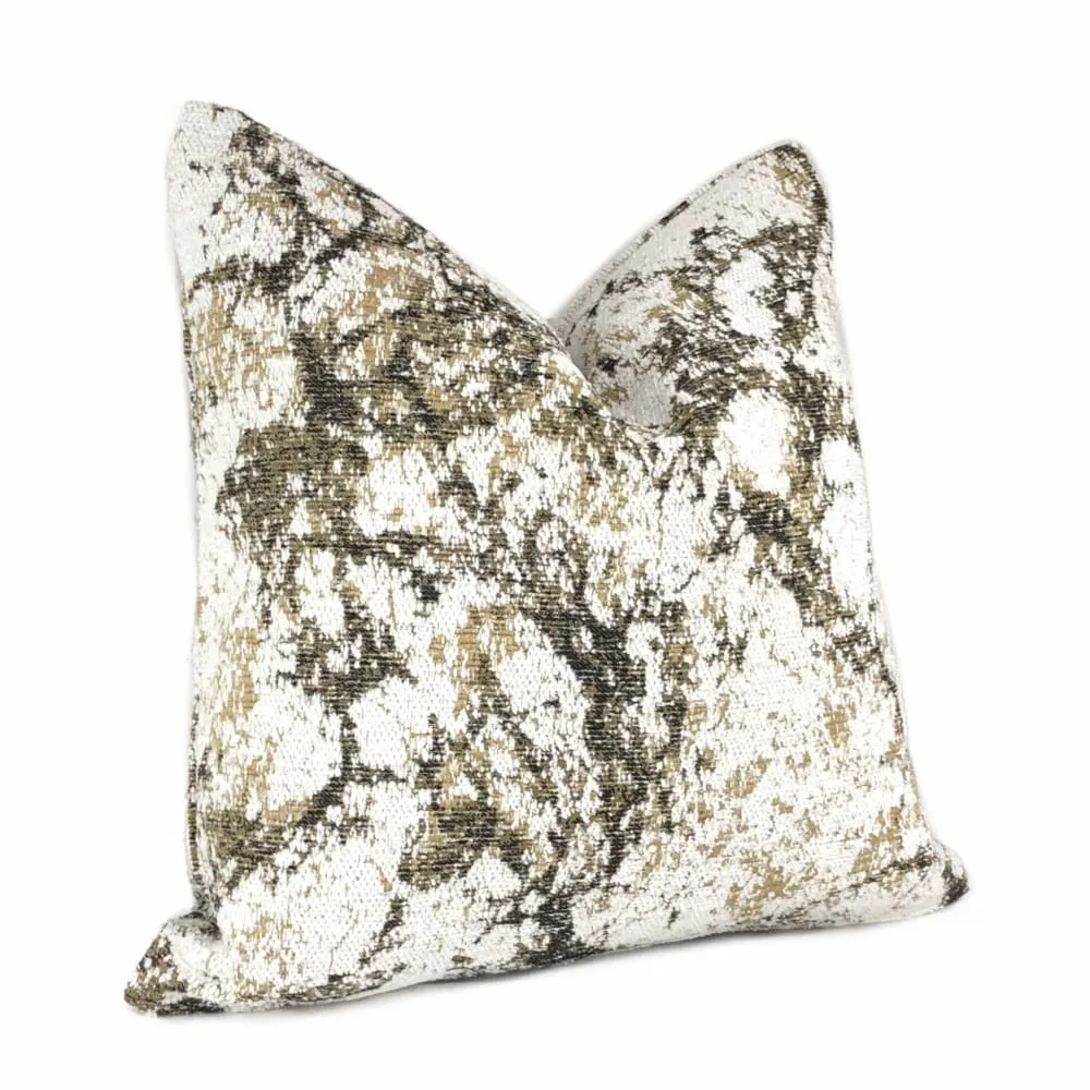 Calacatta Marble Brown White Chenille Pillow Cover