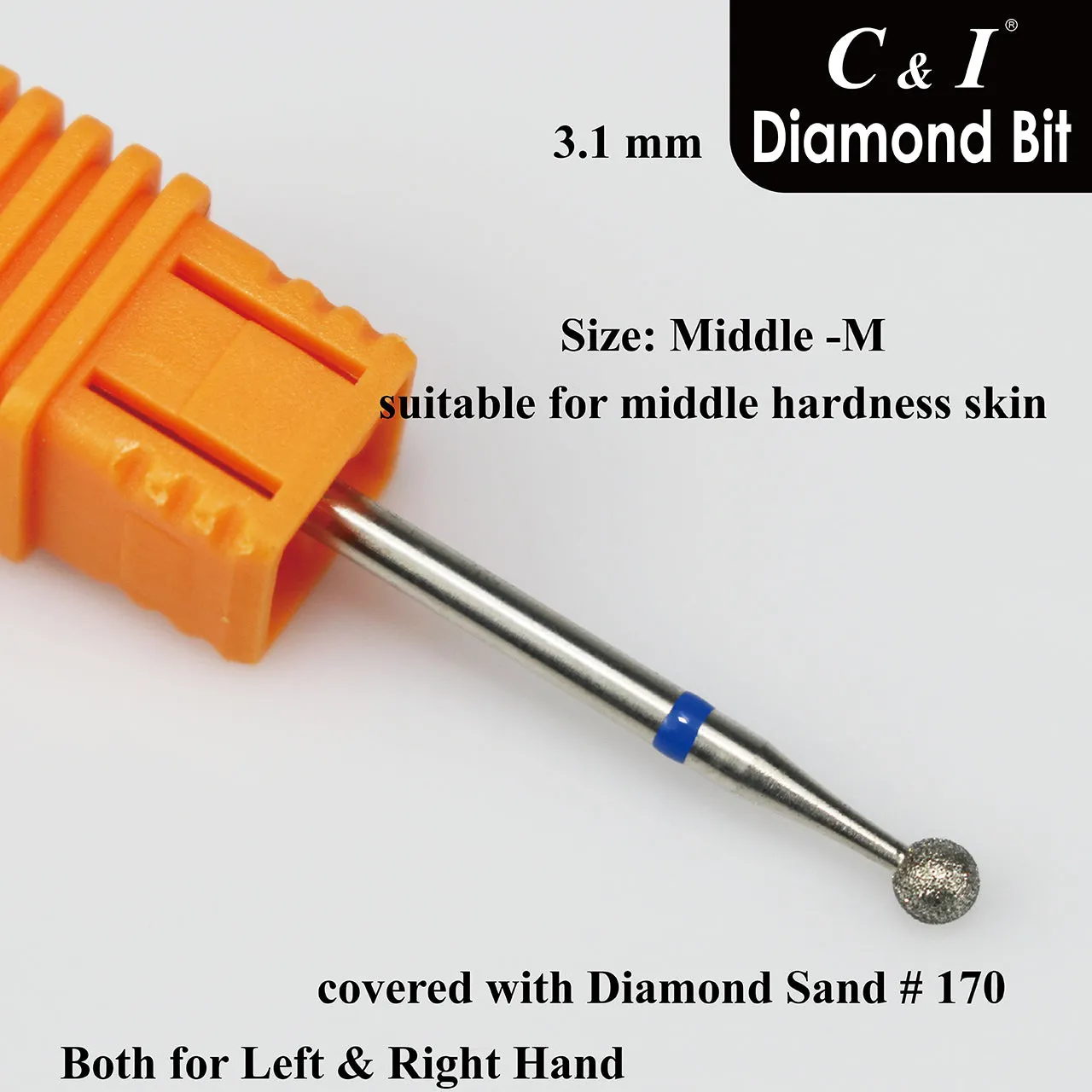 C&I Nail Drill Diamond Bit Ball Shape EFile Russian Style E-File Improved Diamond Sands Cuticle Care Nail Drill Bit for Nail Techs