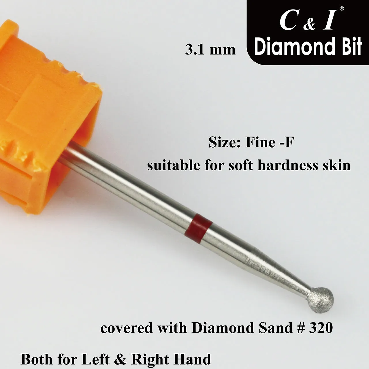 C&I Nail Drill Diamond Bit Ball Shape EFile Russian Style E-File Improved Diamond Sands Cuticle Care Nail Drill Bit for Nail Techs