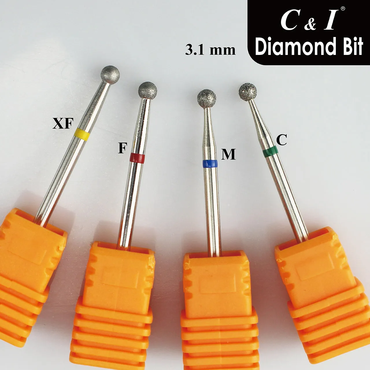 C&I Nail Drill Diamond Bit Ball Shape EFile Russian Style E-File Improved Diamond Sands Cuticle Care Nail Drill Bit for Nail Techs