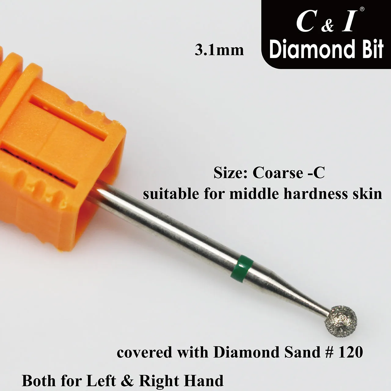 C&I Nail Drill Diamond Bit Ball Shape EFile Russian Style E-File Improved Diamond Sands Cuticle Care Nail Drill Bit for Nail Techs