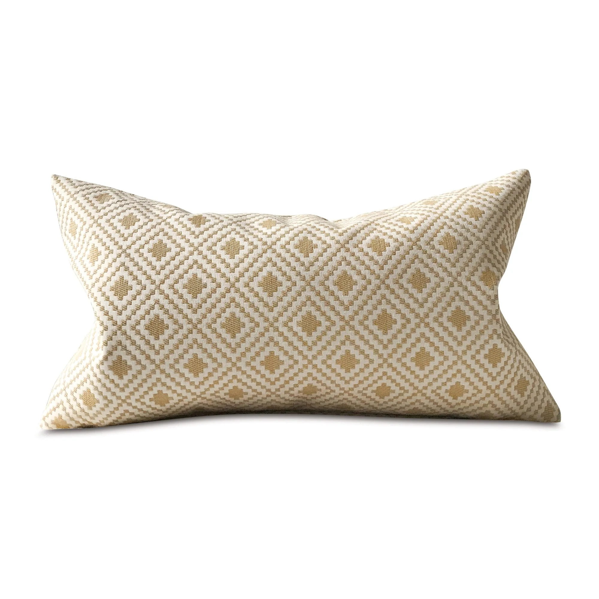 Canary Yellow Diamond Woven Lumbar Pillow Cover 15x26