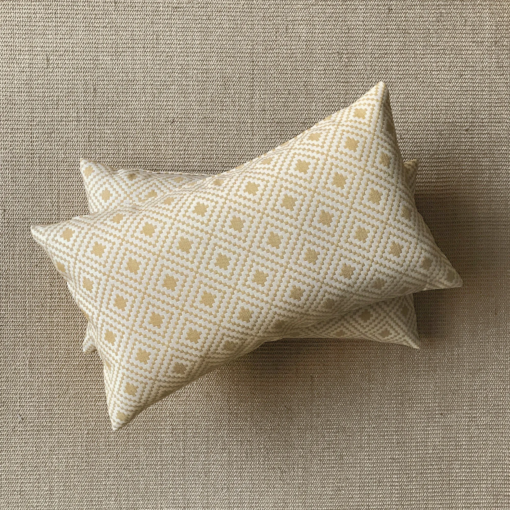 Canary Yellow Diamond Woven Lumbar Pillow Cover 15x26