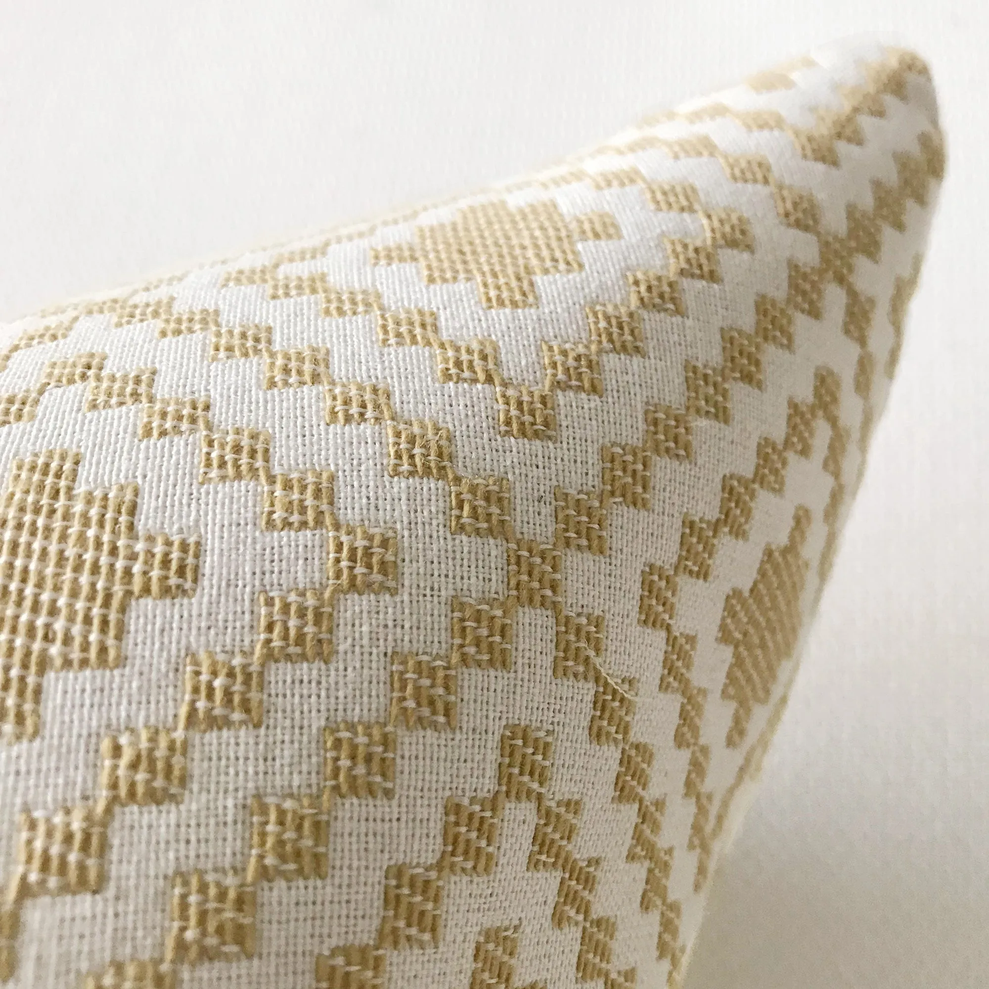 Canary Yellow Diamond Woven Lumbar Pillow Cover 15x26