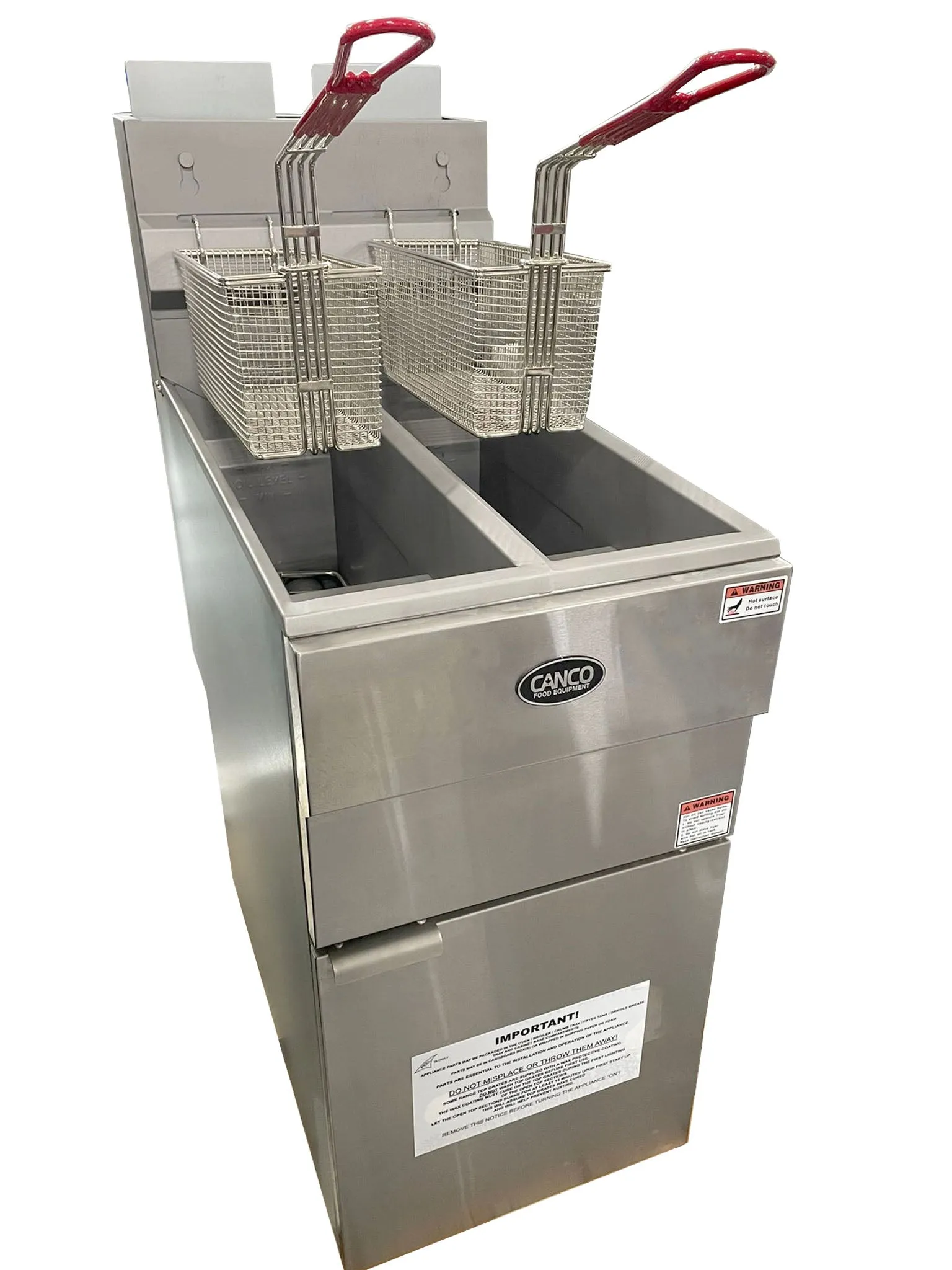 Canco Double Basket Fryer 50-55 lbs GF-120T with Two Compartments (120,000 BTU) - Propane