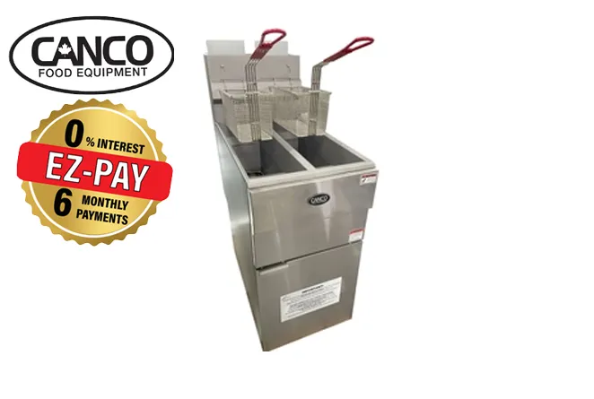 Canco Double Basket Fryer 50-55 lbs GF-120T with Two Compartments (120,000 BTU) - Propane