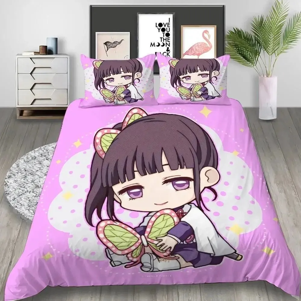 Cartoon Demon Slayer Bedding Set Duvet Covers Japan Anime 3D Printed Comforter Bedding Sets Bedclothes Bed Linen(NO Sheet)