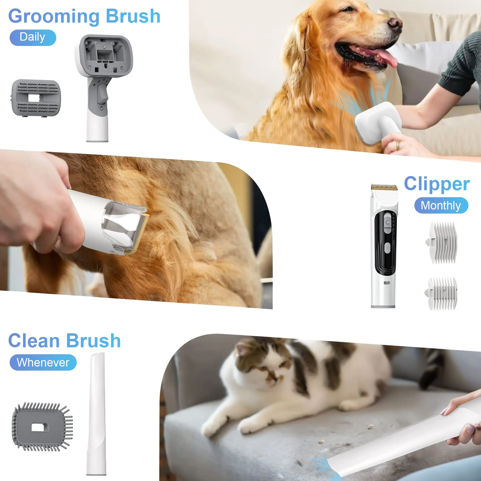 Cat and Dog [Pets} Grooming Kit & Vacuum"  Versatile Grooming Solution