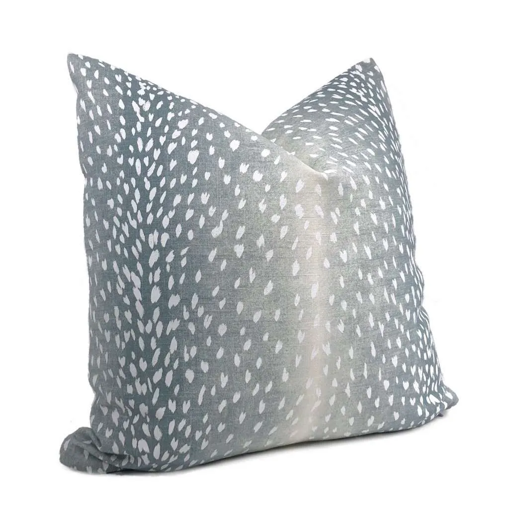 Cervidae Denim Blue White Deer Hide Animal Print Pillow Cover