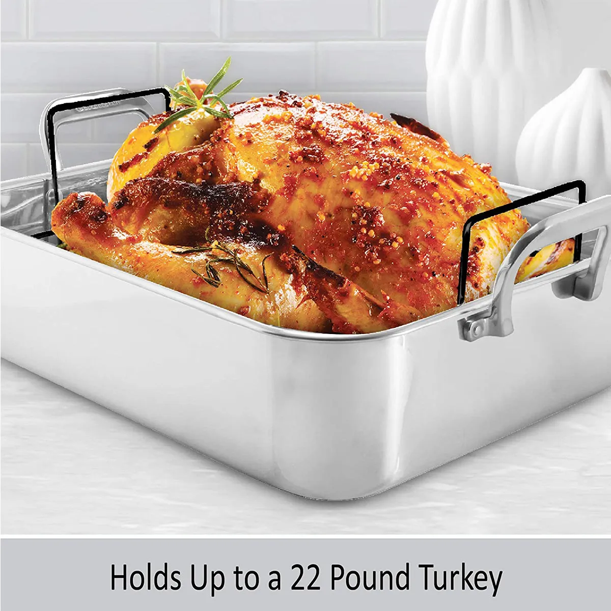 Chantal Stainless Steel Roaster w/ Nonstick Rack (15.5" L x 12.25" W x 4" H)