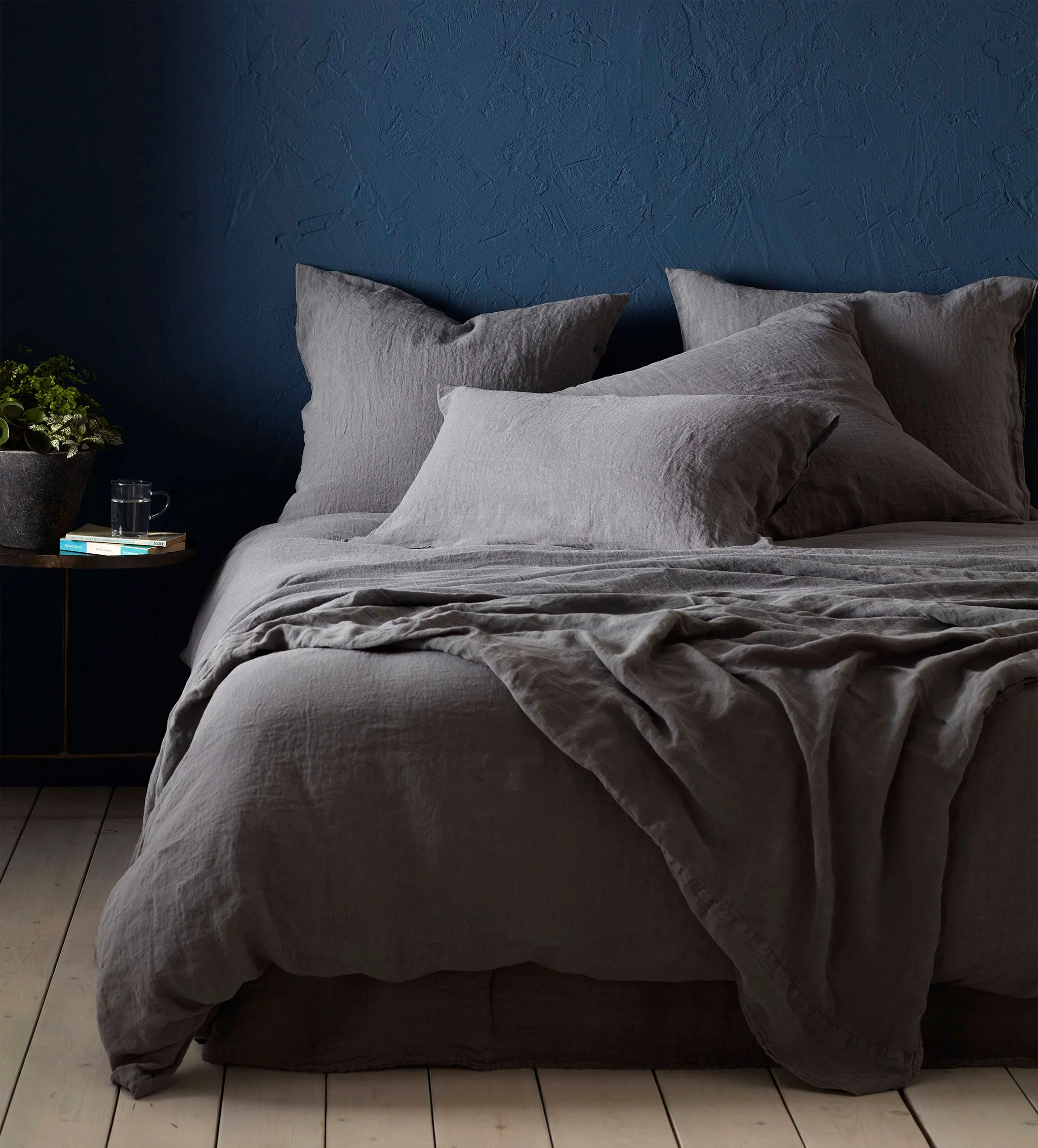 Charcoal 100% Linen Flat Sheet