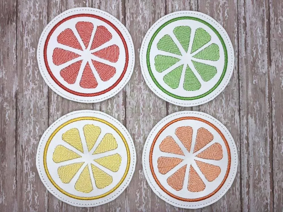 Citrus Coaster Sketchy 4x4 machine embroidery design DIGITAL DOWNLOAD