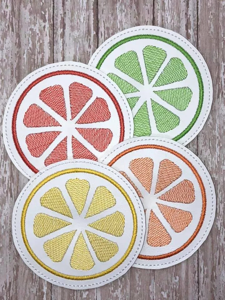 Citrus Coaster Sketchy 4x4 machine embroidery design DIGITAL DOWNLOAD