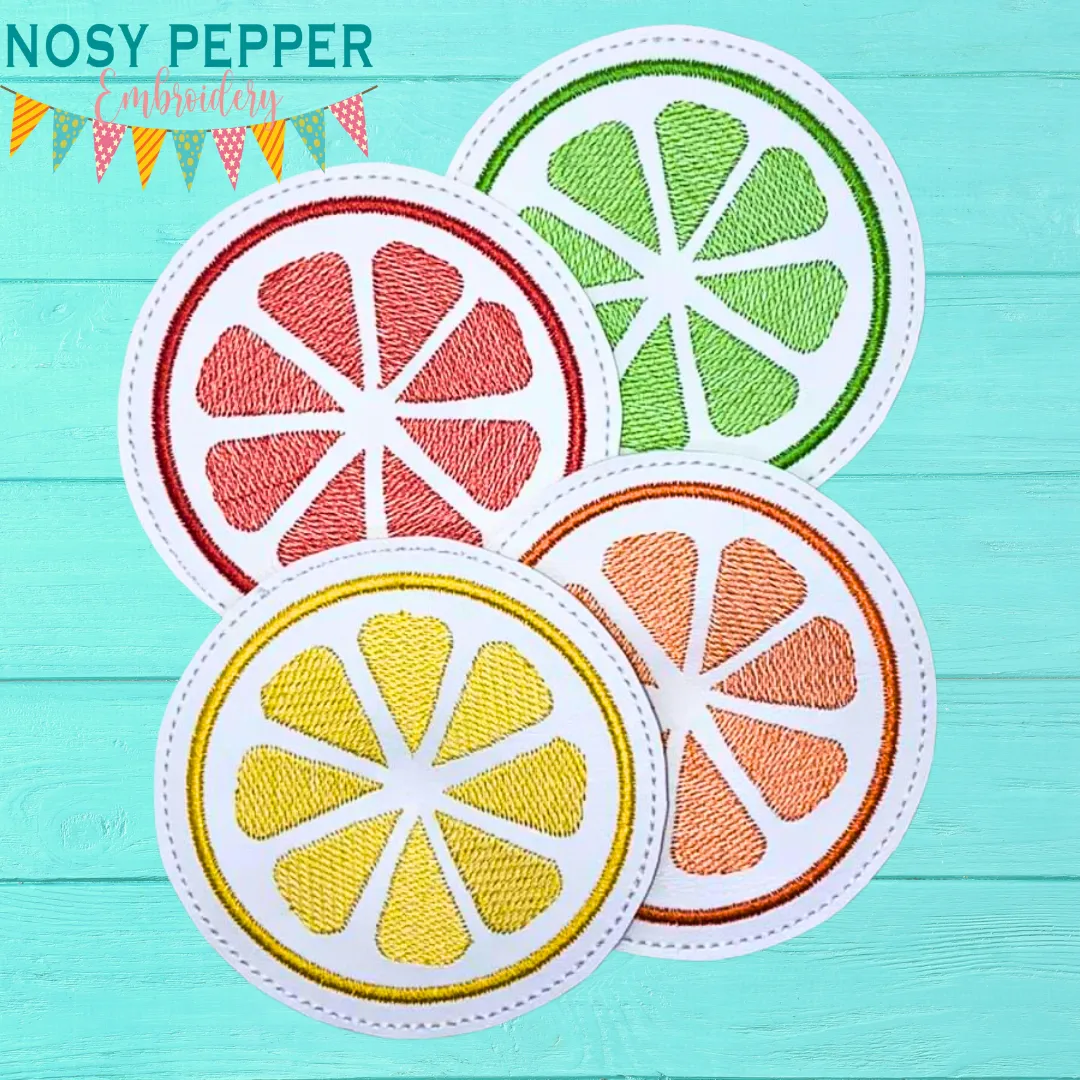 Citrus Coaster Sketchy 4x4 machine embroidery design DIGITAL DOWNLOAD