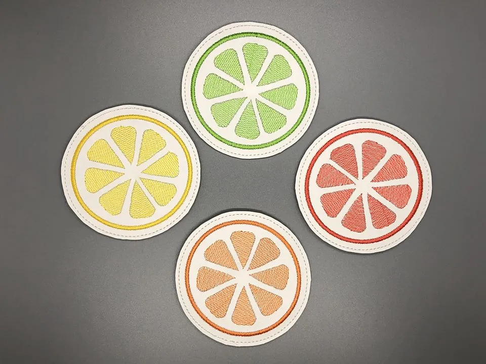 Citrus Coaster Sketchy 4x4 machine embroidery design DIGITAL DOWNLOAD