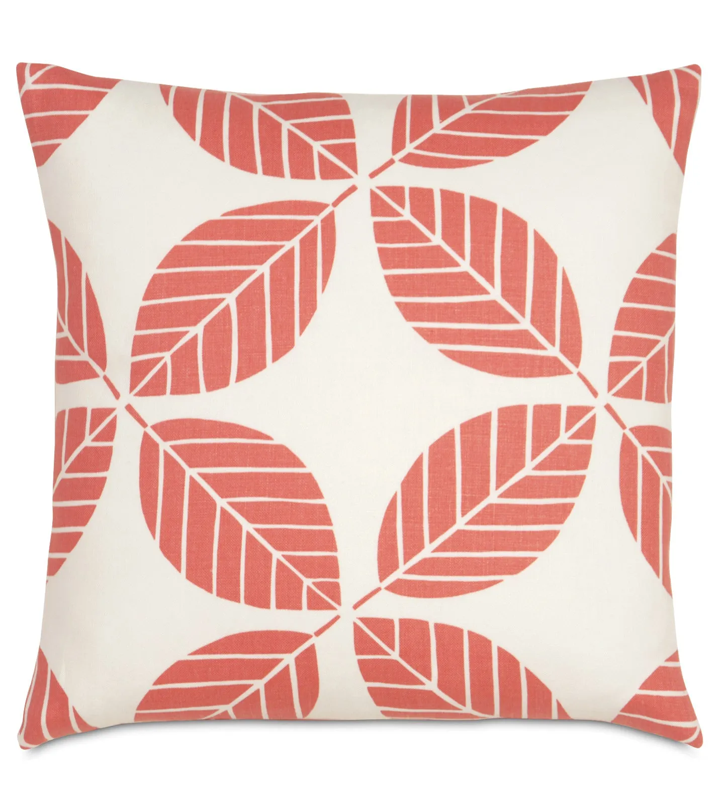 Coral Pink Leaf Throw Pillow Cover 20x20