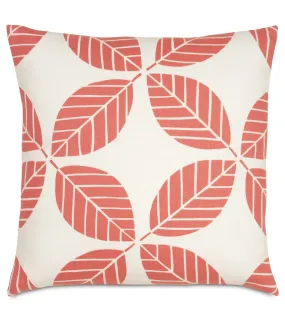 Coral Pink Leaf Throw Pillow Cover 20x20