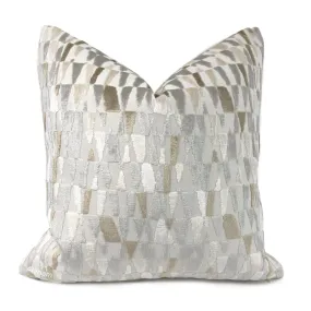 Cyrus I Gray Brown Cream Velvet Pillow Cover (Fabric by the Yard Available)