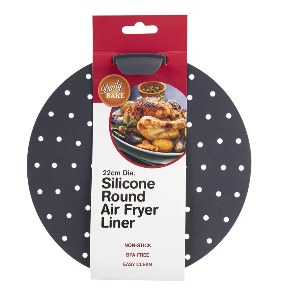 Daily Bake Silicone Round Air Fryer Liner Charcoal 22cm