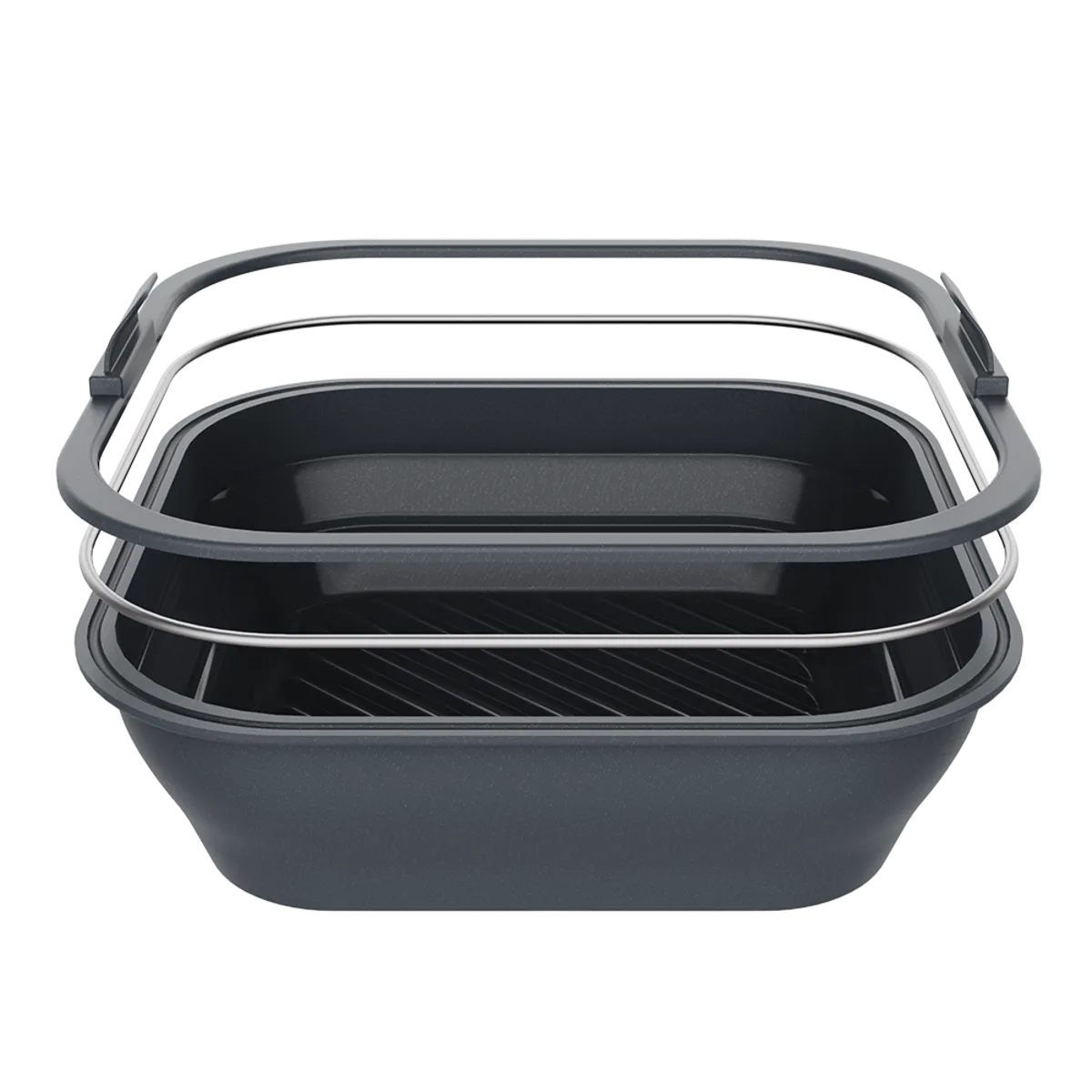 Daily Bake - Silicone SQUARE Collapsible Air Fryer Basket 22cm by 22cm - Chacoal