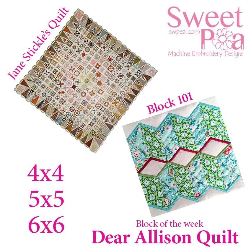 Dear Allison quilt block 101 in the 4x4 5x5 6x6