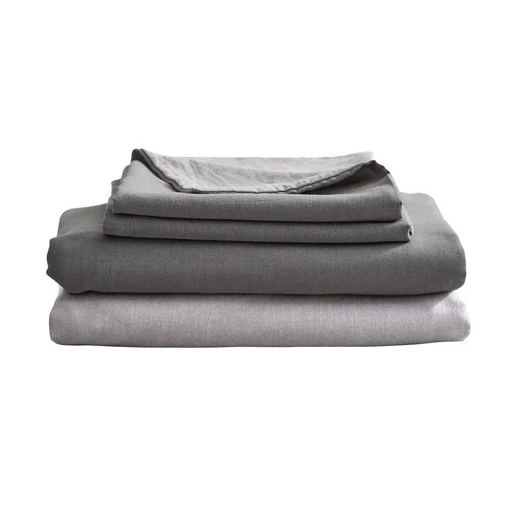 Deluxe Sheet Set Bed Sheets Set Queen Flat Cover Pillow Case Grey Inspired