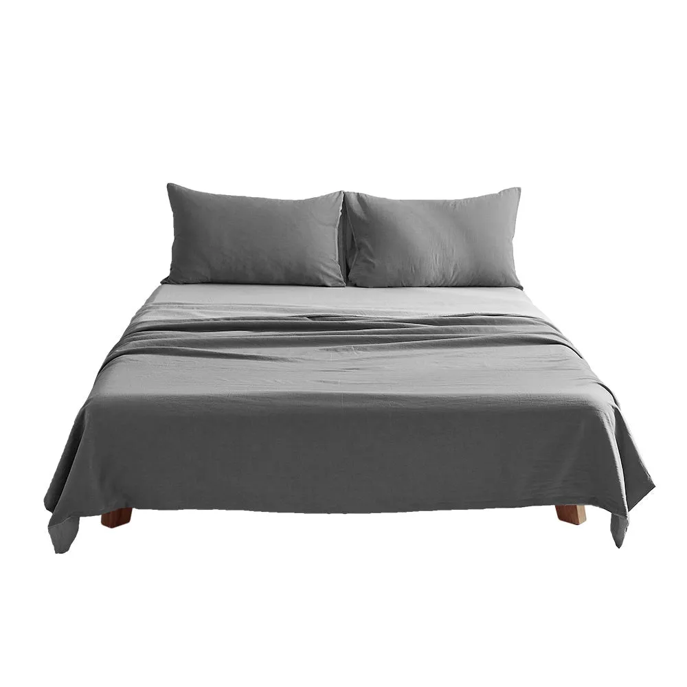 Deluxe Sheet Set Bed Sheets Set Queen Flat Cover Pillow Case Grey Inspired