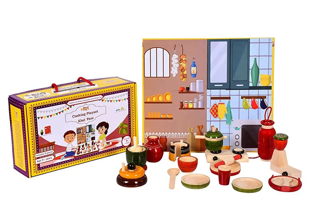 Desi Toys Wooden Kitchen Pretend Playset