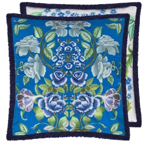 Designers Guild Eleonora Embroidered Cobalt Cotton Decorative Pillow