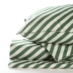 Disha Stripe Olive Printed Bed sheet with 2 pillow covers