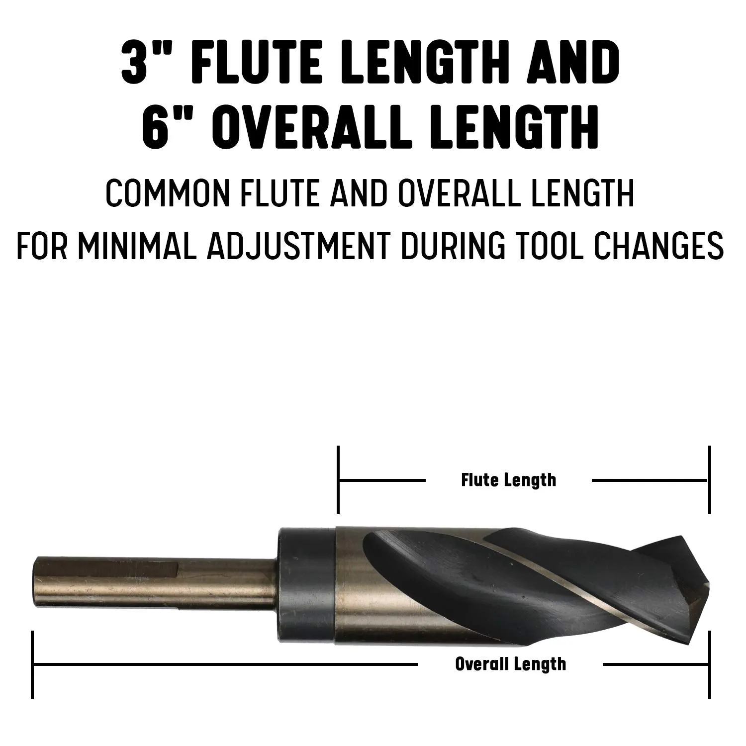 Drill America Individual Jumbo HSS Black & Gold 3 Flat Shank Drill Bits 9/16" - 1-1/2"