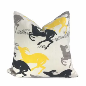 Dwell Studio Robert Allen Caravan Citrine Running Antelopes Black Gray Yellow White