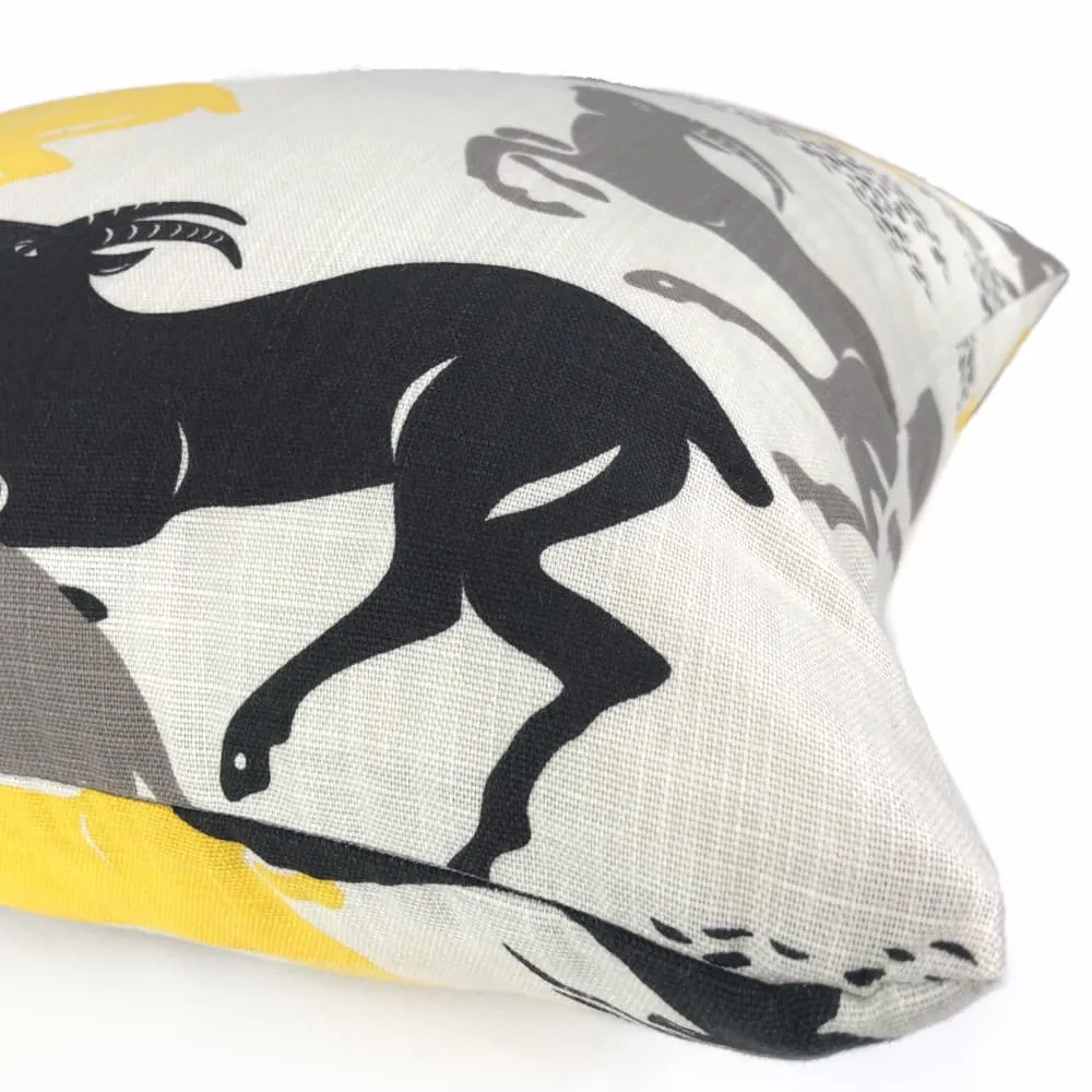 Dwell Studio Robert Allen Caravan Citrine Running Antelopes Black Gray Yellow White