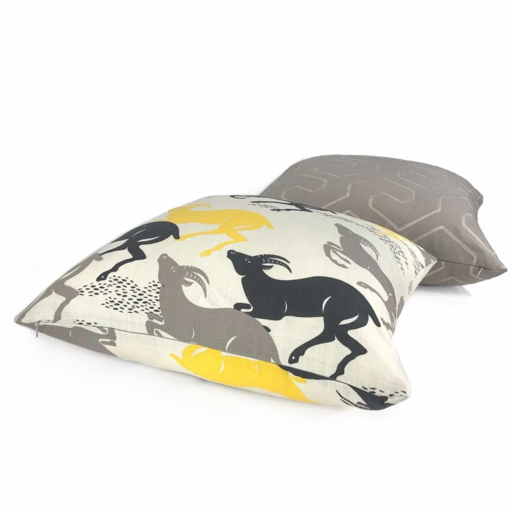 Dwell Studio Robert Allen Caravan Citrine Running Antelopes Black Gray Yellow White