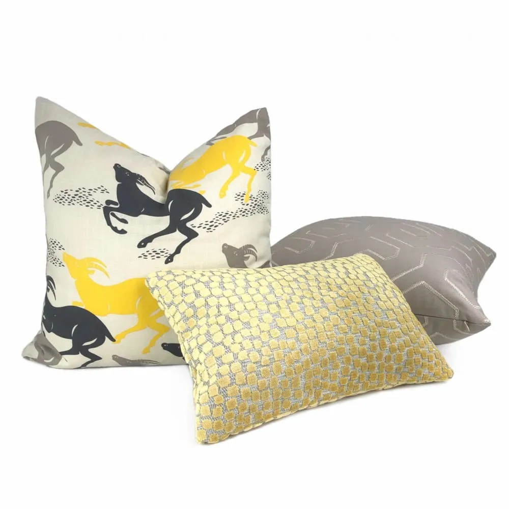 Dwell Studio Robert Allen Caravan Citrine Running Antelopes Black Gray Yellow White