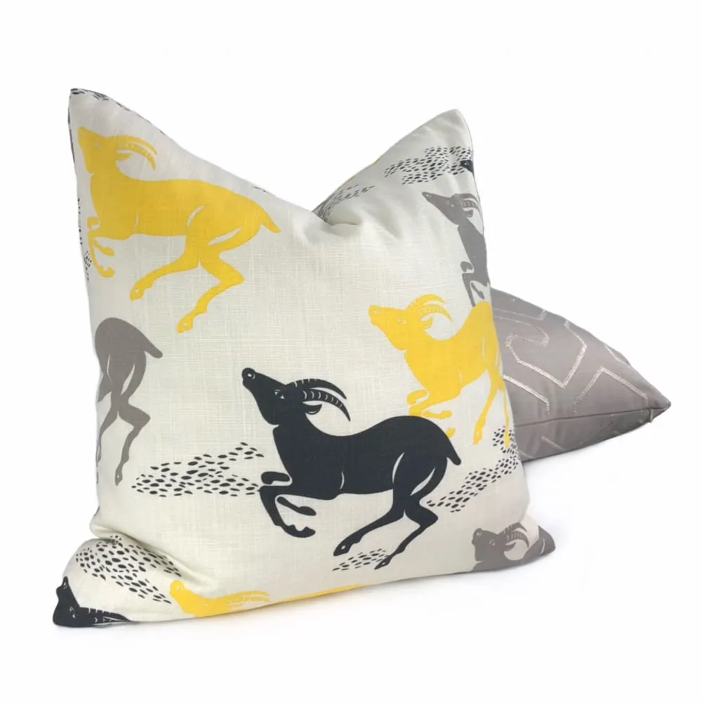 Dwell Studio Robert Allen Caravan Citrine Running Antelopes Black Gray Yellow White