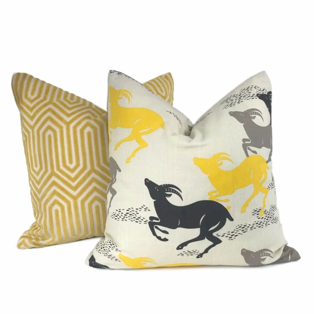 Dwell Studio Robert Allen Caravan Citrine Running Antelopes Black Gray Yellow White