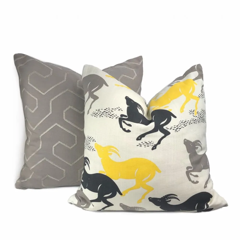 Dwell Studio Robert Allen Caravan Citrine Running Antelopes Black Gray Yellow White