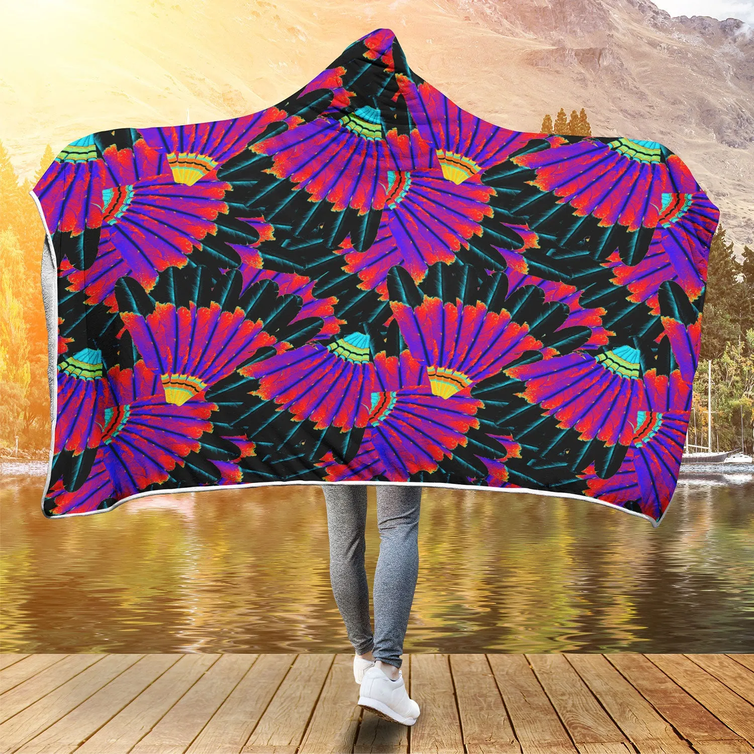 Eagle Feather Remix Hooded Blanket