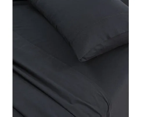 Elan Linen 100% Egyptian Cotton Vintage Washed 500TC Sheets Set - Charcoal