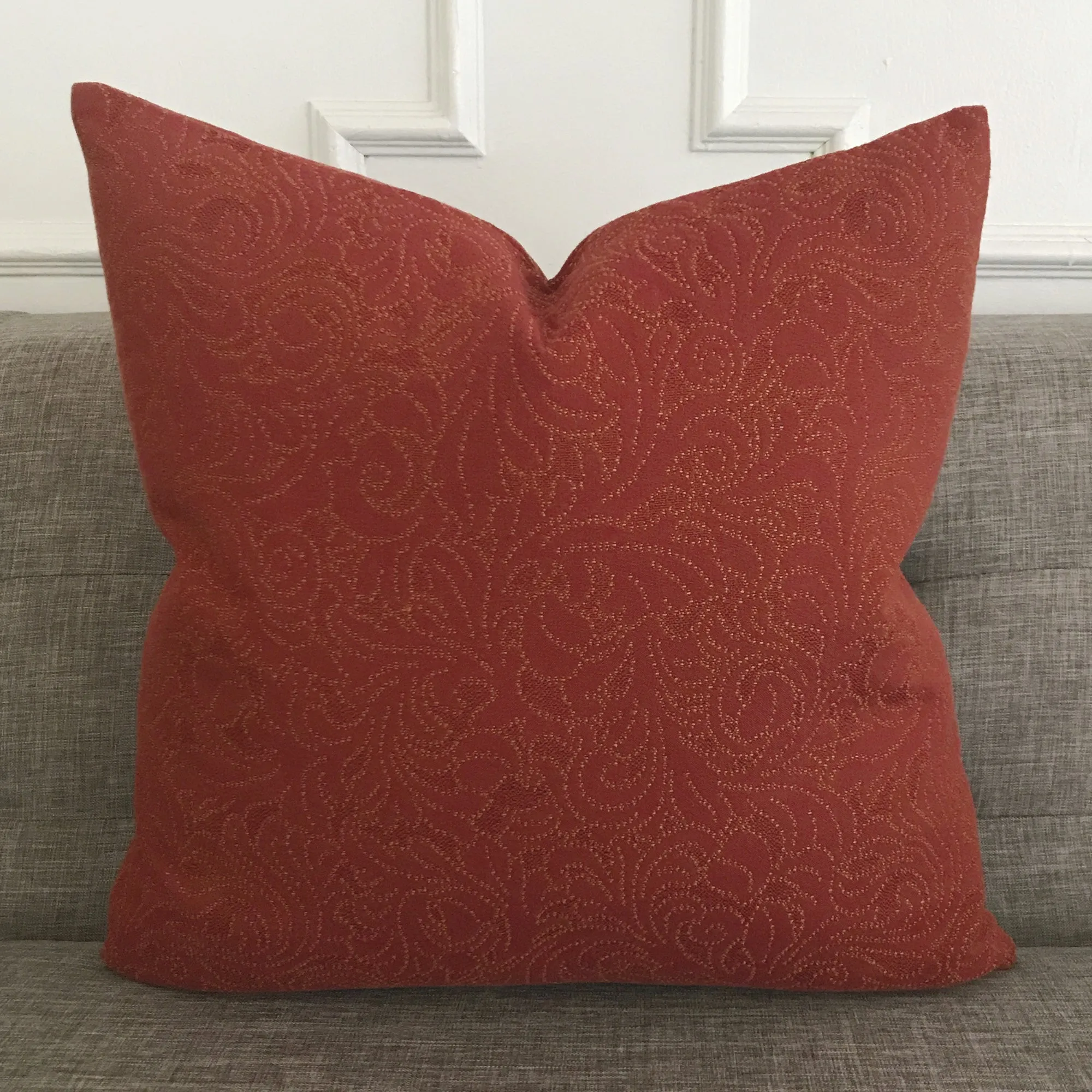 Embroidered Floral Burgundy Decorative Pillow Cover 18x18