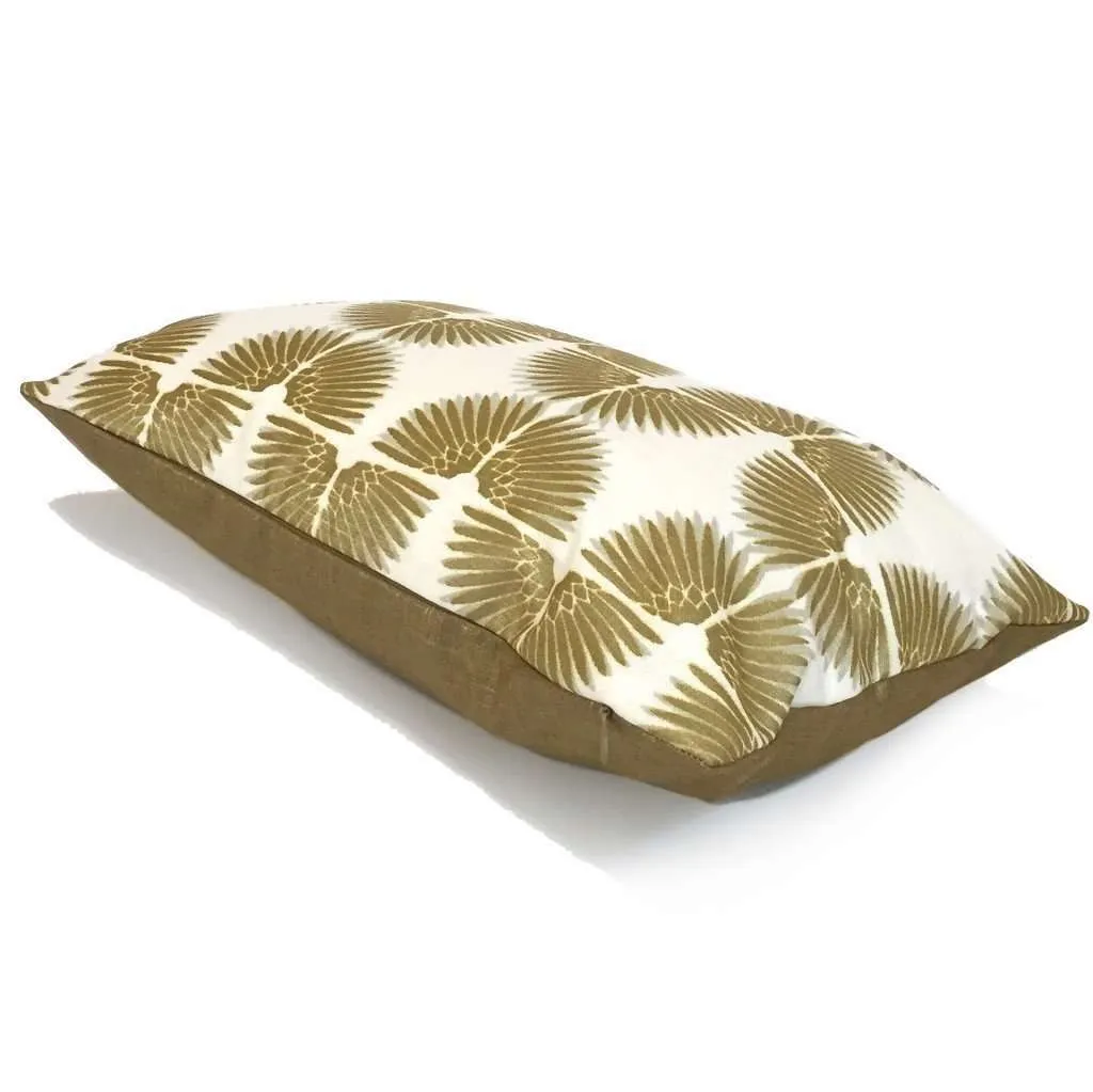 Erte Art Deco Fans Metallic Gold Cream Cotton Print Pillow Cover (Fabric by the Yard available)