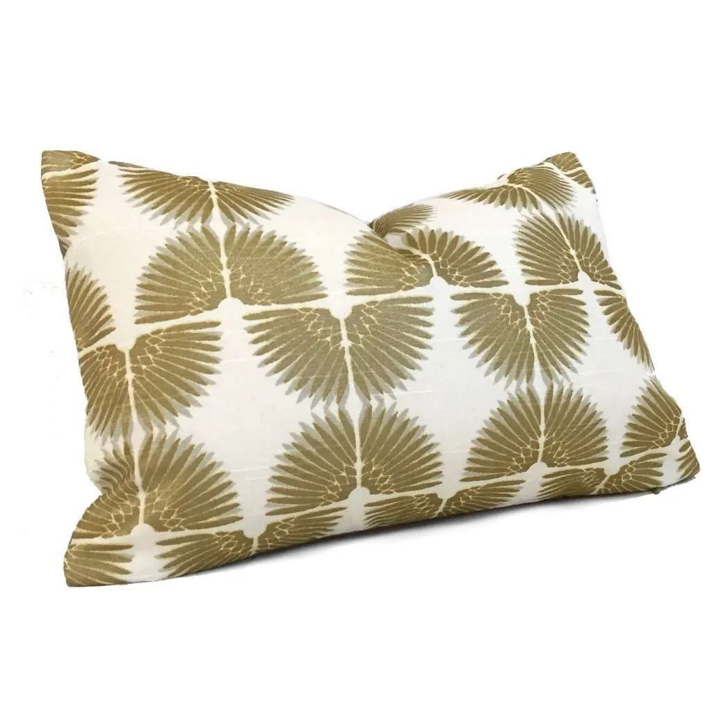 Erte Art Deco Fans Metallic Gold Cream Cotton Print Pillow Cover (Fabric by the Yard available)