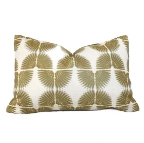 Erte Art Deco Fans Metallic Gold Cream Cotton Print Pillow Cover (Fabric by the Yard available)